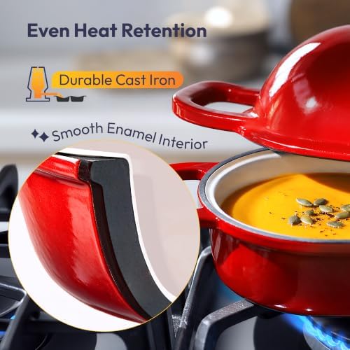 FMP Brands Double Dutch Oven for Sourdough Bread Baking, 2QT Enameled Cast Iron Double Loaf Pan with Lid, Oven Safe up to 500°F, 2 Banneton Baskets, Bread Lame, Dough Whisk & Accessories - Image 5