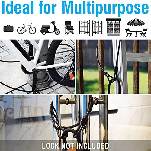MARQUE Security Steel Cable - 3/8 inch (10 mm) Thick (4', 7', 15', 20' or 30') Vinyl Coated Braided Steel Cable with Double Sealed Looped Ends for U-Lock, Padlock, Disc Lock (4 FT) - Image 5