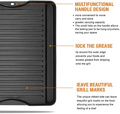 GGC Reversible Cast Iron Grill Griddle for All Camp Chef 14" and 16" Stoves, Double Side Griddle for Camp Chef Explorer 2-Burner, 3-Burner, Single Burner Stove, Cooking Surface 14" x 16" - Image 5