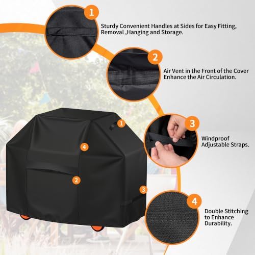 iCOVER Grill Cover 82 Inch, BBQ Grill Cover for Outdoor Grill, 600D Heavy-Duty Waterproof BBQ Cover, Large Barbecue Gas Grill Covers for Weber, Charbroil, Brinkmann, Nexgrill and More, Black - Image 4