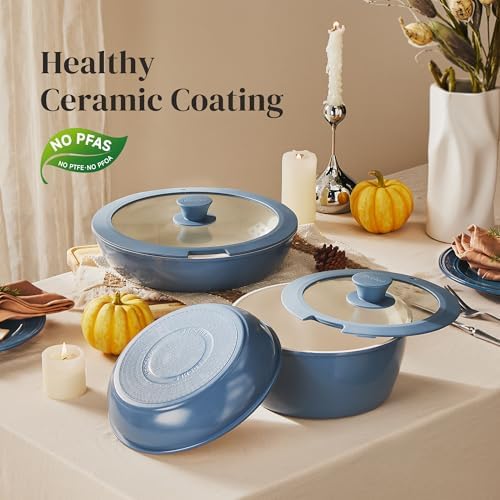 Redchef Ceramic Cookware Set 16 Pcs, Removable Nonstick Pots and Pans Set - Image 4