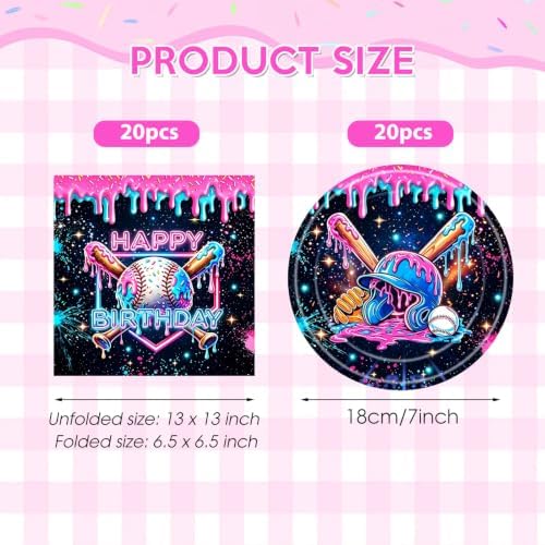 40Pcs Ice Cream Drip Baseball Party Decorations Supplies - Image 2