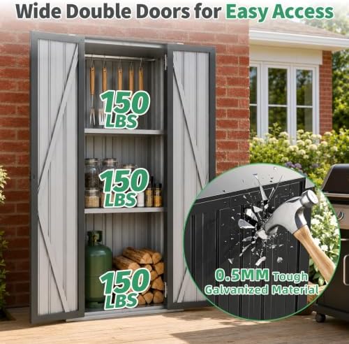 AECOJOY Outdoor Storage Cabinet Waterproof, 70" Vertical Tall with Base - Image 5