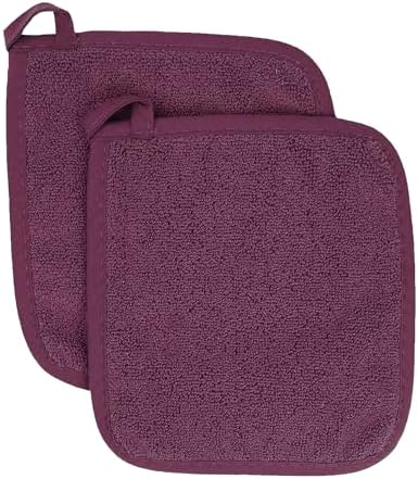 RITZ Terry Potholder & Hot Pad: Unparalleled Heat Resistant, Durable 100% Cotton – Ergonomically Designed for Optimal Grip – Easy-Care Machine Washable – 2-Pack, Beet by RITZ