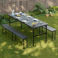 Picnic Table Set with 2 Benches,6 Feet Folding Camping Table Chair Set with Wood Grain Tabletop,3-Piece Outdoor Indoor Portable Folding Furniture for Party, Camping, Picnic, Weddings (Black) by Betisef