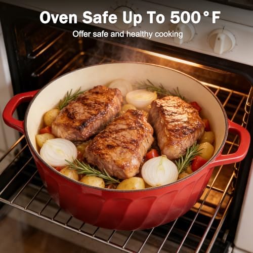 Enameled Cast Iron Dutch Oven Pot with Lid, 6 QT Large Dutch Oven - Image 3