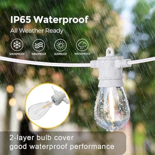 SUNTHIN 96FT White Outdoor String Lights with 32 LED Bulbs - Image 3