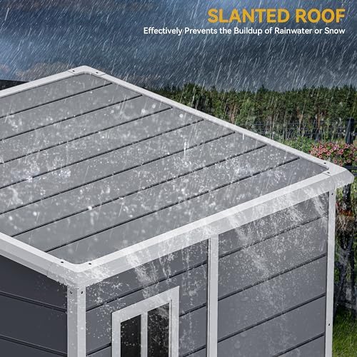 DWVO 5x4ft Resin Outdoor Storage Shed with Floor, Large Waterproof Lockable Storage Shed with Window, Plastic Outside Tool Storage for Garden Backyard Patio Lawn (Gray) - Image 6