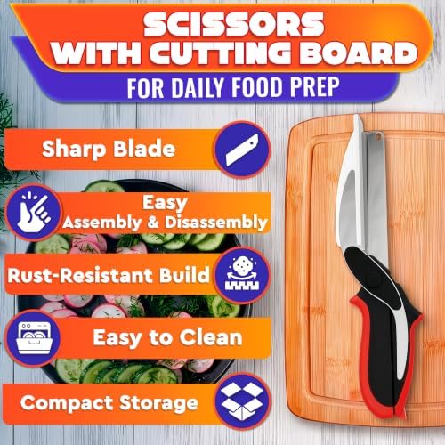 2 in 1 Kitchen Scissors for Food with Cutting Board, Safety Lock - Image 6