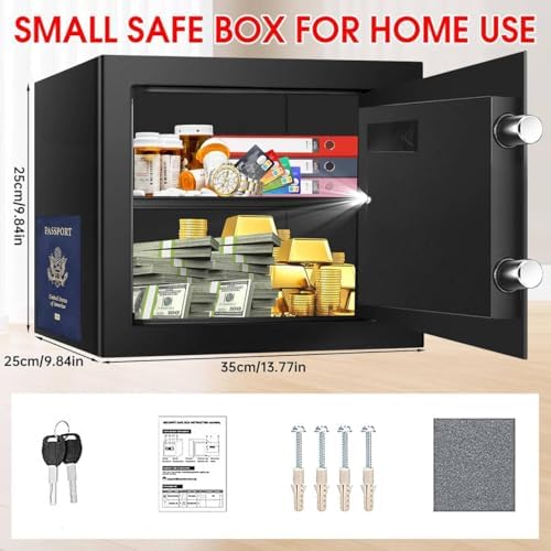 1.3 Cuft Safe Box Fireproof Waterproof, Digital Security Safes for Home Use Fire and Water Proof with Combination Lock, Alarm System and Removable Shelf, Anti-Theft Document Safes For Money, Jewelry - Image 3