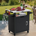 NUUK Grill Table with Storage Cabinet, Outdoor Grill Cart Pizza Oven Table with Wheels, Stainless Steel Top Kitchen Island 20"x30" Rolling Prep Station Outdoor Bar Cart for BBQ, Deck, Backyard by NUUK