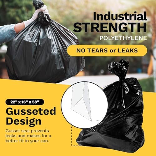 ToughBag 55-60 Gallon Medium Duty Trash Bags, 100 Count, Black - Image 4