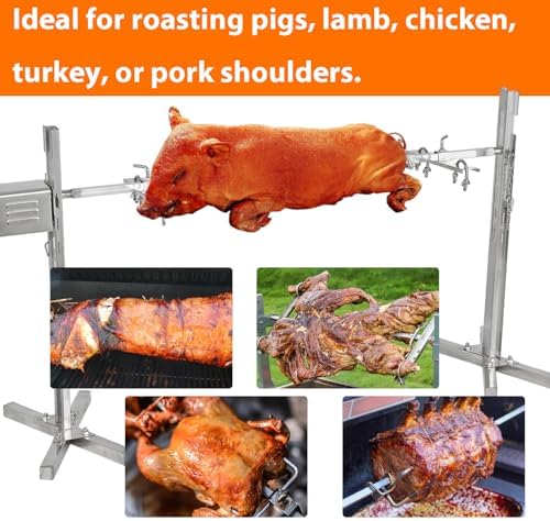 iMeshbean Electric BBQ Rotisserie Grill Kit, 220LB Pig Spit Rotisserie Grill, Stainless Steel Pig Rotisserie Kit with 45W Powerful Motor, Adjustable Height - Image 6