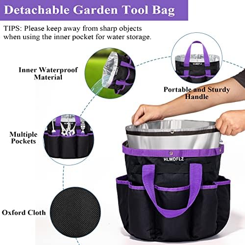 Purple Garden Tool Set Gardening Items for Women - 11PCS Heavy Duty Garden Tools with Detachable Storage Bag, Weeder, Dual-Purpose Hoe - Image 3