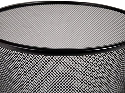 2-Pack 6-Gallon Round Steel Mesh Trash Can, Recycling Wastebasket, Black - Image 2