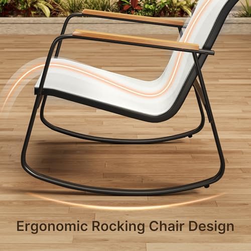 Ahomly Outdoor Patio Furniture Set 4 Pieces, Conversation Textilene, White - Image 2
