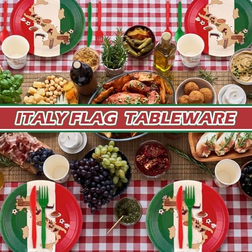 FoldTier 350 Pcs Italian Flag Plates and Napkins Party Supplies Disposable Paper Tableware Set Red White and Green Italian Flag Party Decorations for Holiday Festival Family Serve 50 Guests - Image 5