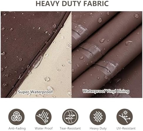 Rileytee Patio Furniture Covers Set ,4 Pcs 600D Heavy Duty 100% Waterproof Outdoor Furniture Cover,Fit Patio Loveseat, Chair and Coffee Table (Beige & Brown,X-Large) - Image 3