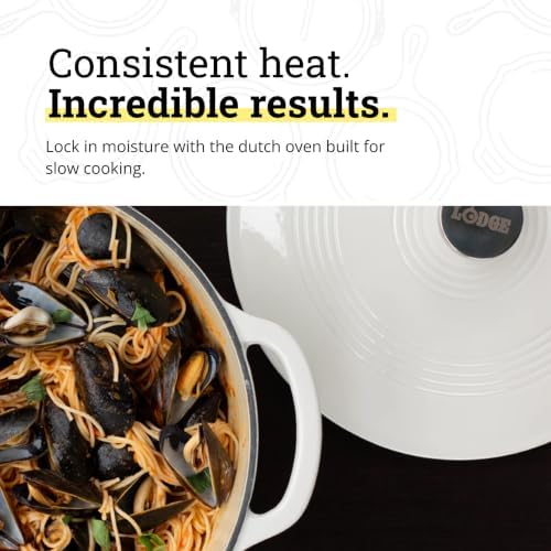 Lodge Essential Enamel Cast Iron Dutch Oven, 7.5 Quart, Oyster White - Image 3