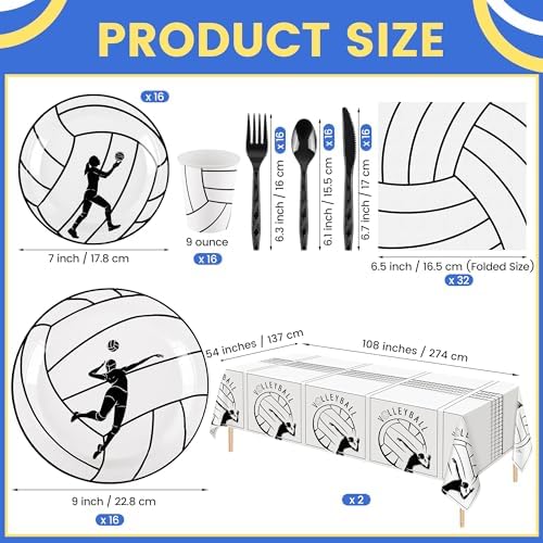 Kochorie 130 Pieces Volleyball Party Supplies Party Dinnerware Set - Image 2