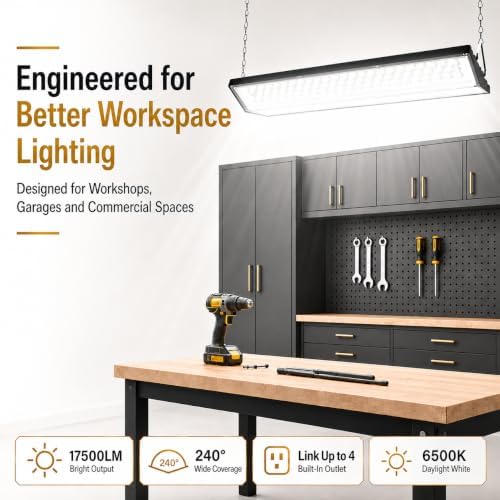 LED Shop Lights, 125W 17500LM Double-Sided Linkable Garage Lighting 2 Pack - Image 3