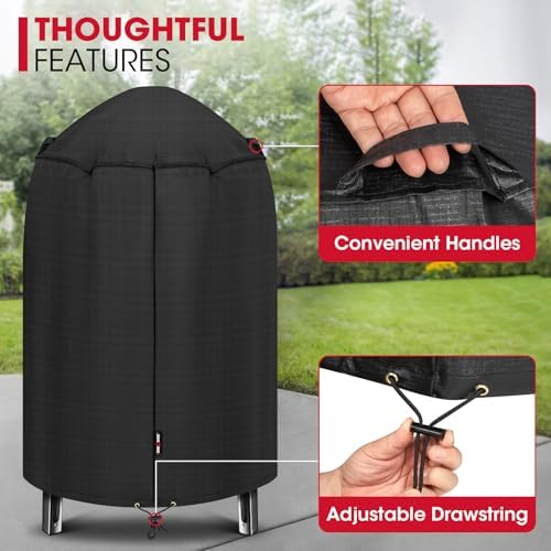 Unicook Round Smoker Charcoal Grill Cover Waterproof, Large, 30"Dia x 36"H - Image 5