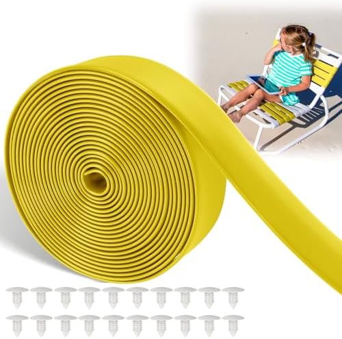 LukLoy 2" Wide 20ft Long Vinyl Straps for Patio Chairs Repairs, Yellow by LukLoy