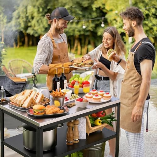 Stainless Steel Outdoor Prep Table, 3-Tier Heavy Duty Outdoor Grill & BBQ Prep Station, Rust-Resistant Utility Table for Patio, Pizza Oven, Garage & Food Prep (No Sink) - Image 6