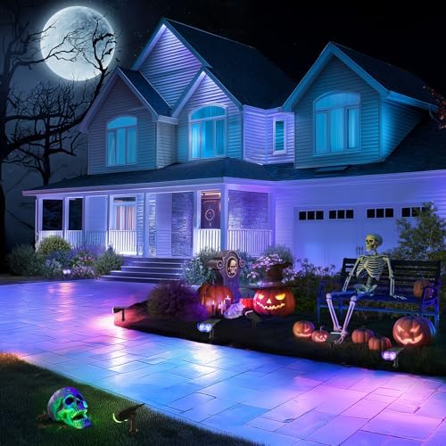 Linkind Halloween Solar Lights Outdoor Spotlight Waterproof RGB 8 Pack - Image 2