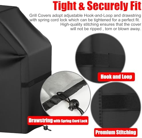 Grill Cover, 52 inch BBQ Gas Grill Cover Waterproof Weather Resistant, Fade Resistant, UV Resistant Material for Most Grills, Black - Image 4