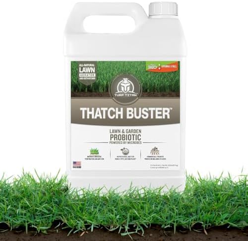 Turf Titan Thatch Buster Lawn Aerator & Grass Dethatcher (1 Gallon) – All-Natural Liquid Soil Loosener & Conditioner for Green Grass – Healthy Soil in 45 Days – Covers Up to 24,000 Sq Ft by TurfTitan