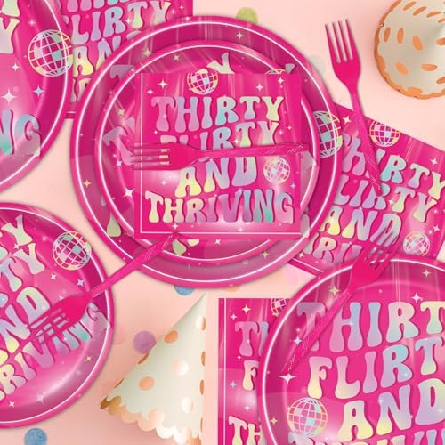 Thirty Flirty Thriving Birthday Plates Napkins Party Decor 96PCS - Image 6