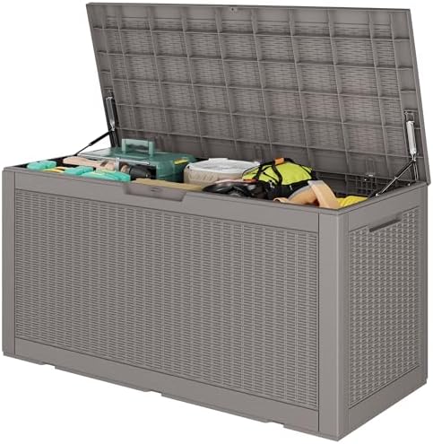 Outdoor Storage Waterproof Deck Box for Patio (100 Gallon, Grey) by Unknown