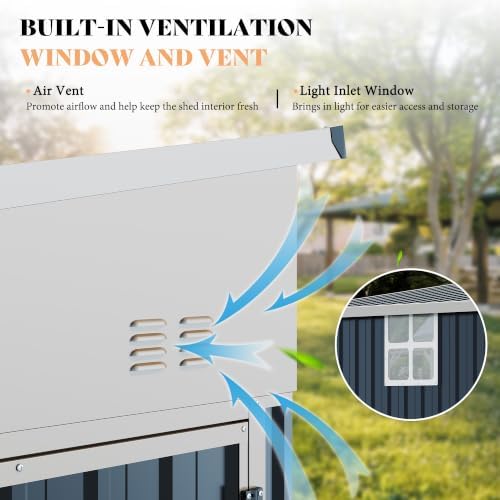 AMERLIFE 8x4 FT Lean-to Storage Shed with Lockable Door, Reinforced Frame - Image 5
