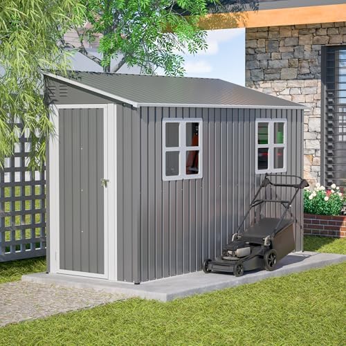 YOPTO 4x10 FT Outdoor Shed with Floor Frame & 2 Windows,Gray by YOPTO