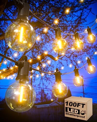 Zuske Outdoor String Lights, 100FT G40 LED IP65 Waterproof Patio Lights by Zuske