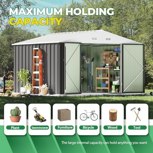 Devoko 10x8 FT Outdoor Storage Shed, Gray - Image 5