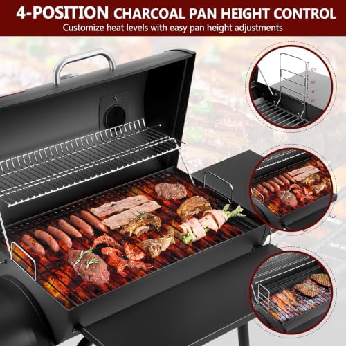 Charcoal Grill with Offset Smoker, 744.5 Sq. In. Outdoor BBQ Grill - Image 6