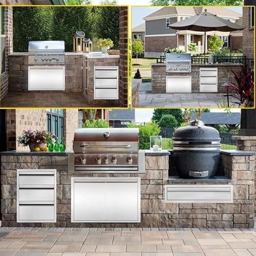 Outdoor Kitchen Drawers Stainless Steel, Flush Mount BBQ Island Built-in Drawer Weatherproof for Outdoor Kitchen Island and Grill Station (30"W x 10"H x23"D) - Image 4