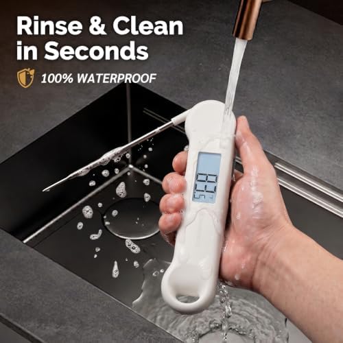 0.5 Sec Instant Read Meat Thermometer Digital for Outdoor Fryer, White - Image 7