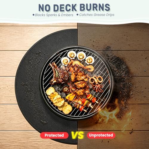 36" Round Fire Pit Mat for Solo Stove Bonfire, Fireproof Under Grill Mats for Outdoor Grill Deck Protector, Double-Sided Silicone Coating Heat Resistant BBQ Mat pad for Patio & Camping - Image 5