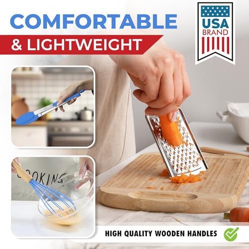 Kaluns 50 PCS Silicone Kitchen Utensils Set Complete Kitchen Set - 800°F Heat Resistant Non-Stick Premium Silicone Cooking Utensils W Wooden Handles - Can Opener, Masher, Turner, Silicone Spatula Set - Image 6