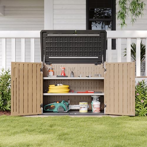 Aoxun Outdoor Storage Cabinet 35 Cu.Ft 2 Shelves, Brown by Aoxun