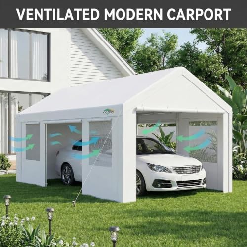 COBIZI Carport Canopy 12x20 Heavy Duty Portable Garage - Image 4