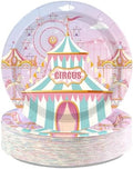 50Pcs Pink Pastel Circus Heavy Duty Party Paper Plates 9 Inch by Greencian