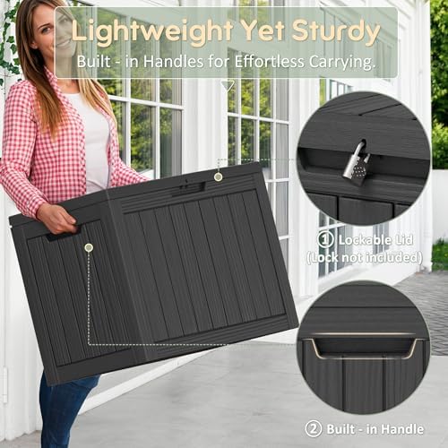 KAMABOKO Outdoor Storage Box, 50 Gallon Deck Box Outdoor Waterproof Patio - Image 4