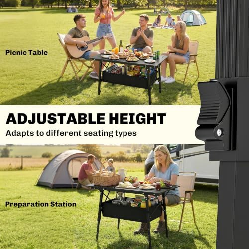 Outsunny 3ft Portable Camping Table Storage Bag Aluminum Lightweight Black - Image 4