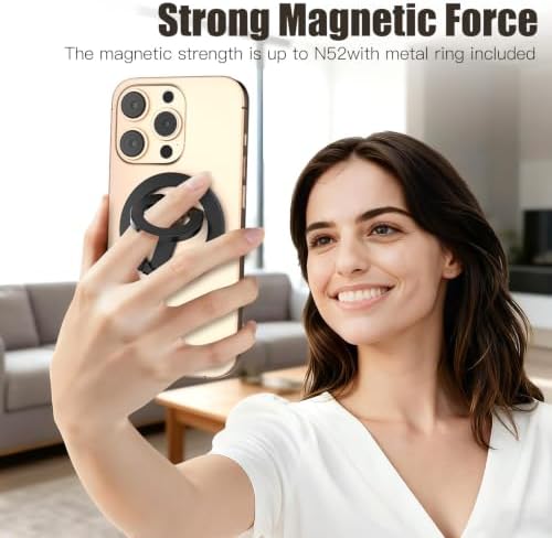 Magnetic Phone Ring for MagSafe Dual-Sided Magnetic Phone Grip Magnet Phone Stand Grip Compatible with iPhone 17/16/15/14/13 Pro Max Plus Mag Safe Accessory for Car Mounts - Image 2