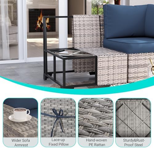 Outdoor Patio Furniture Set PE Wicker Rattan Outdoor Sectional Sofa - Image 3