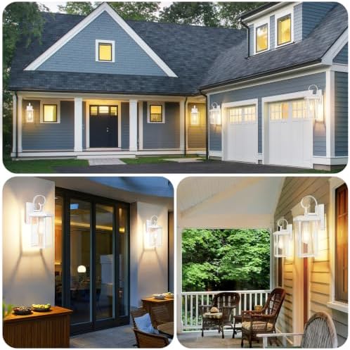 BesLowe 2-Pack 15” Outdoor Wall Light Fixtures, Modern Porch Sconces, White - Image 7